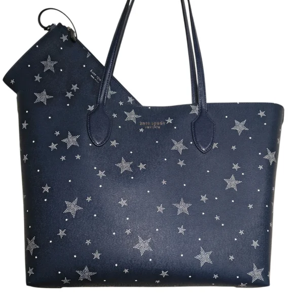 NWT KATE SPADE New York Bleecker Starlight Large Tote BLUE LEATHER Bag - Picture 10 of 10